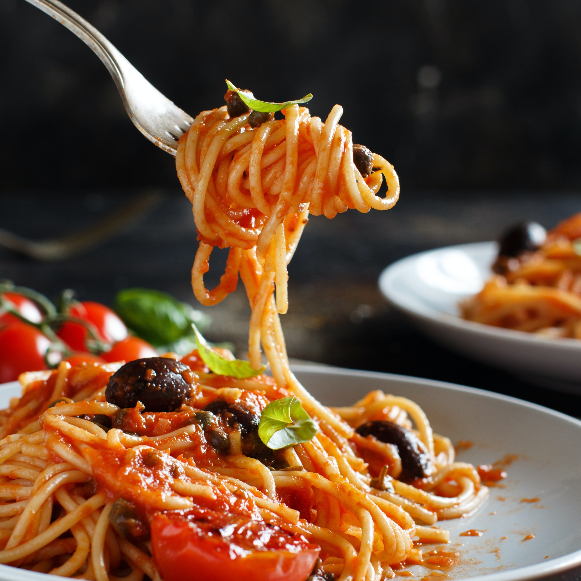 La Tavola Spaghetti With Tomato Sauce Olives And Capers
